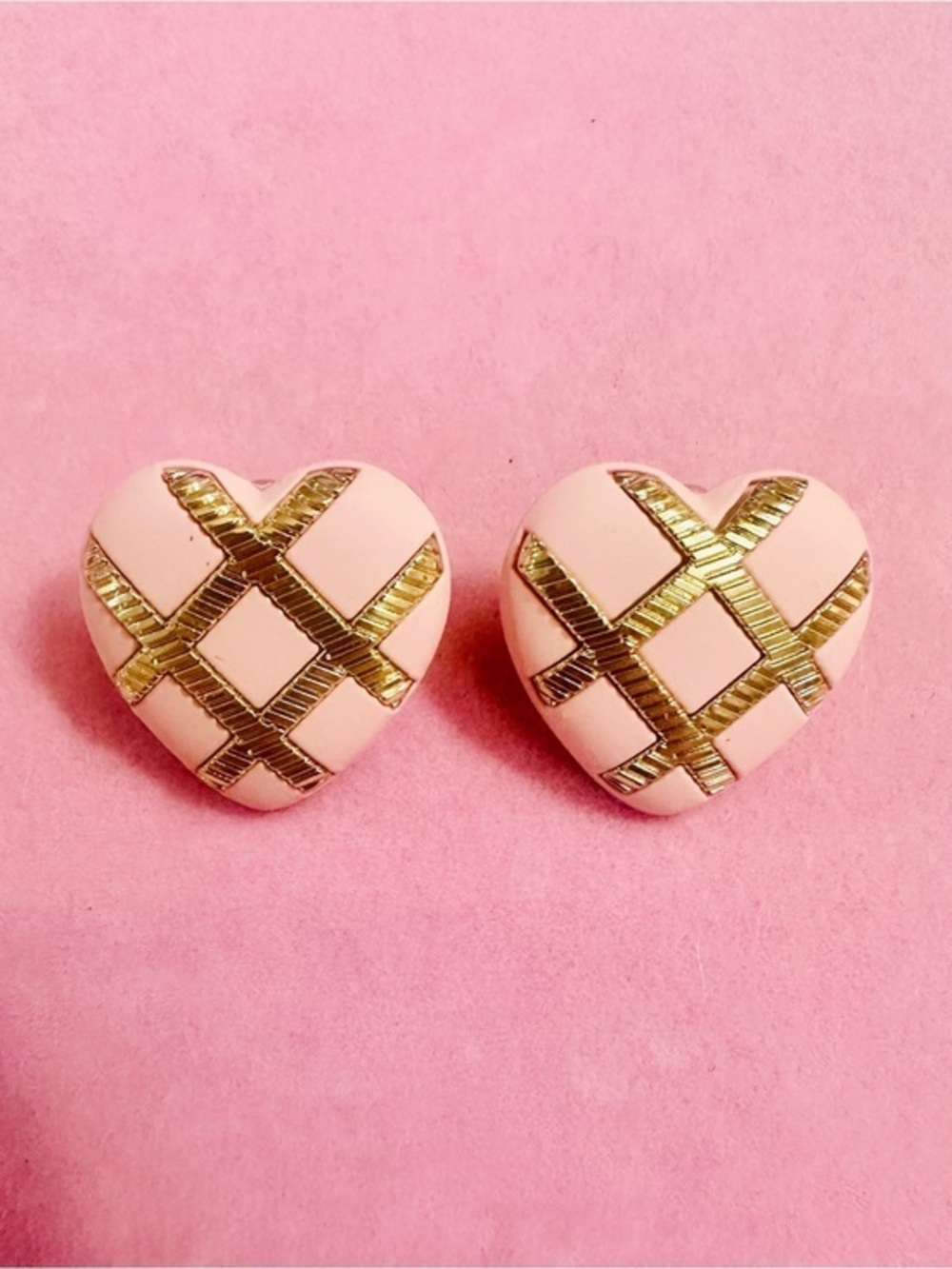 Blush Pink Heart Stud Earrings